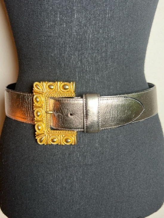 Avignon with ESCADA Women’s Silver Bronze Metallic Belt Gold Ornate Buckle main image 13